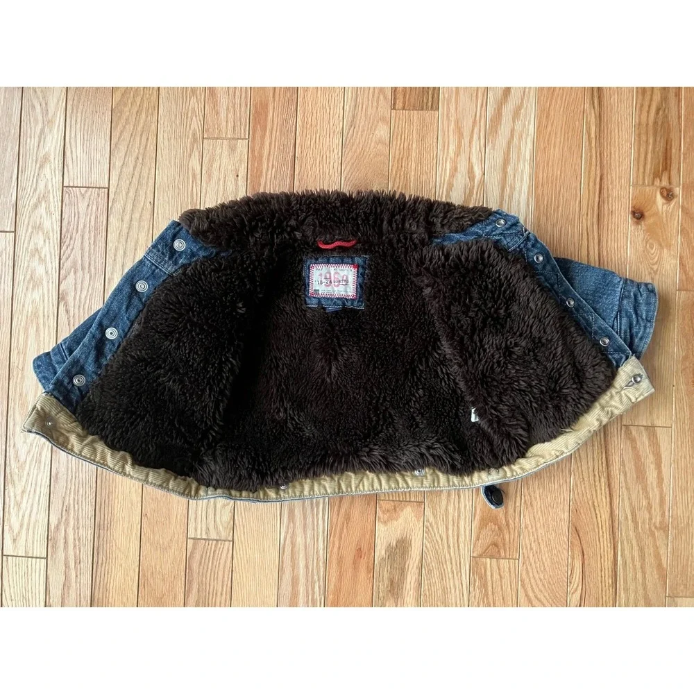 GAP Sherpa Lined Denim‎ Jacket Baby Boy 18-24 Months Fur Collar
